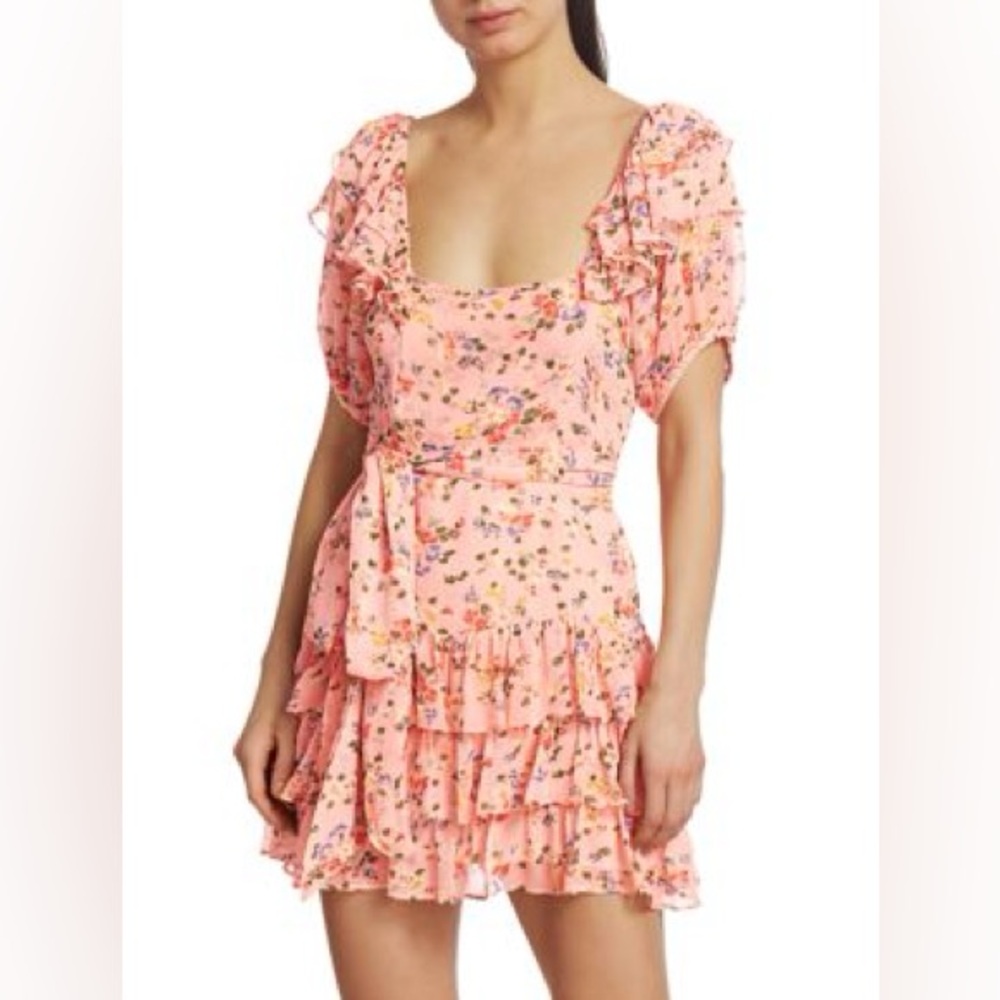 LoveShackFancy Pink Floral Mini Dress